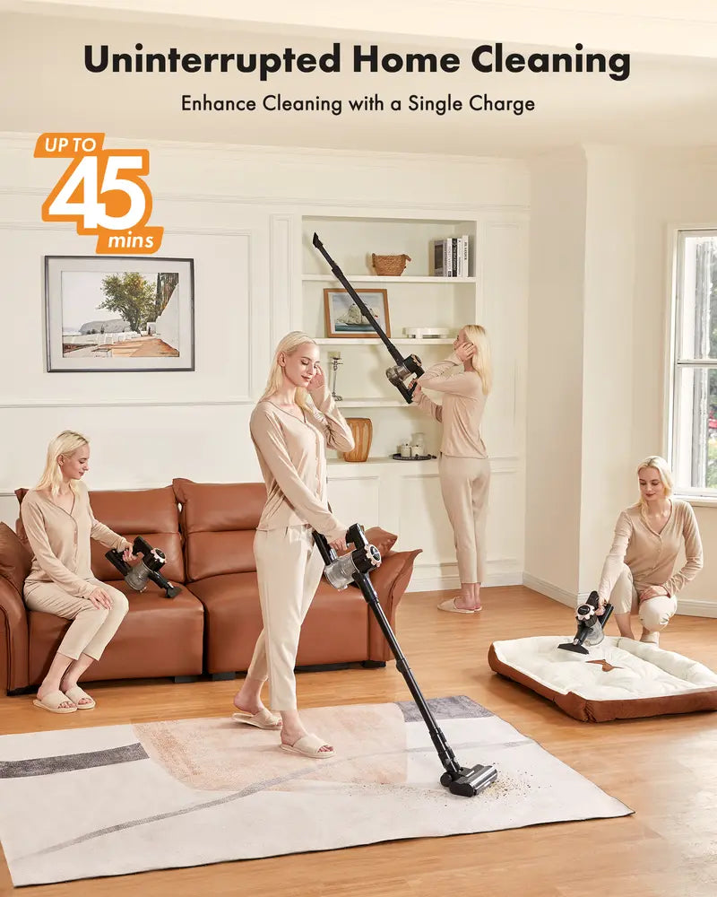 Trucozie T350 8-in-1 Cordless Vacuum, 33Kpa Suction 45Mins Runtime for Pet Hair Floors