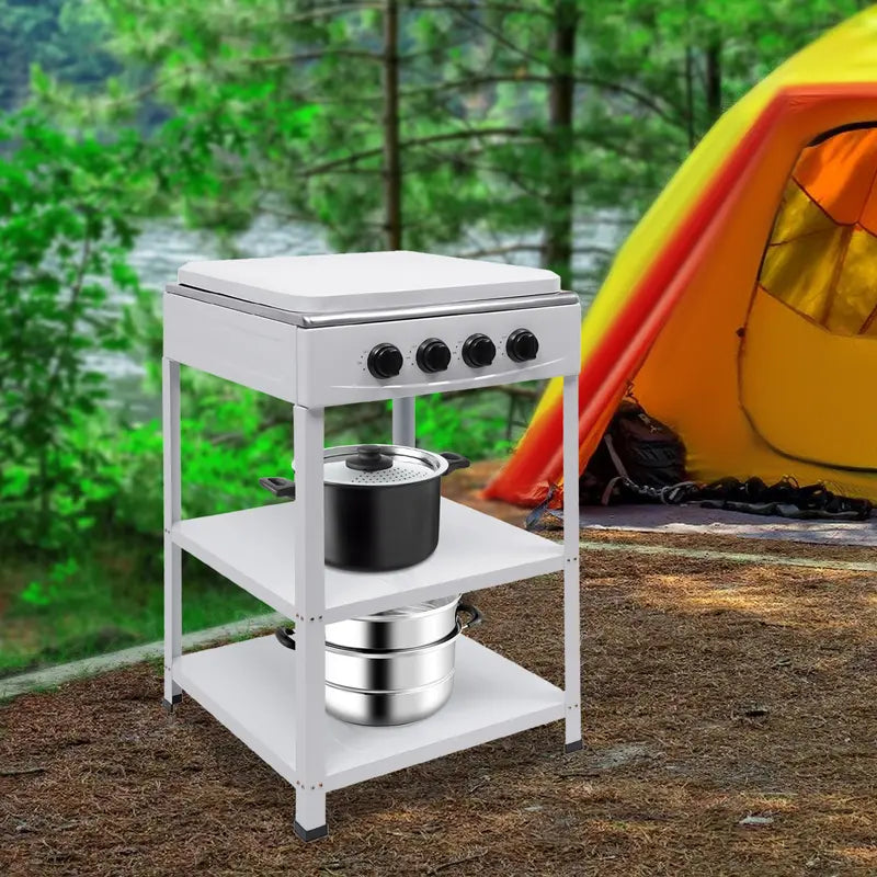💥Clearance Sale 4 Burner Gas Stove 🔥 Portable Outdoor Cooktop 🍳 NG/LPG Ready 🏕️obs Manual Ignition for RV Travel Emergency Preparedness Family Use