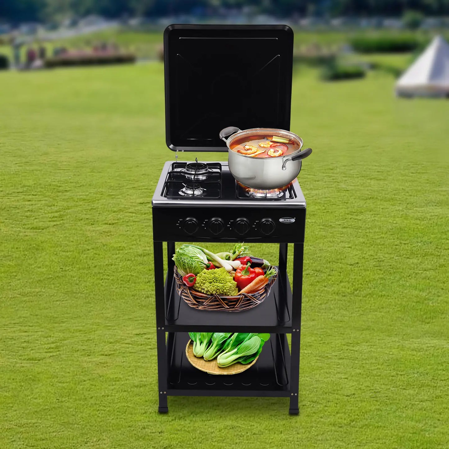 💥Clearance Sale 4 Burner Gas Stove 🔥 Portable Outdoor Cooktop 🍳 NG/LPG Ready 🏕️obs Manual Ignition for RV Travel Emergency Preparedness Family Use