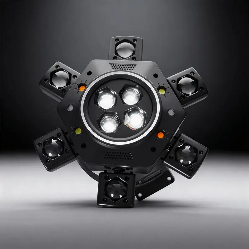 6 Arms Moving Head DJ Stage Lights, 6-in-1 RGBW LED Party Lights DMX512 Sound Activated Disco Stage Lighting for Party Wedding Club