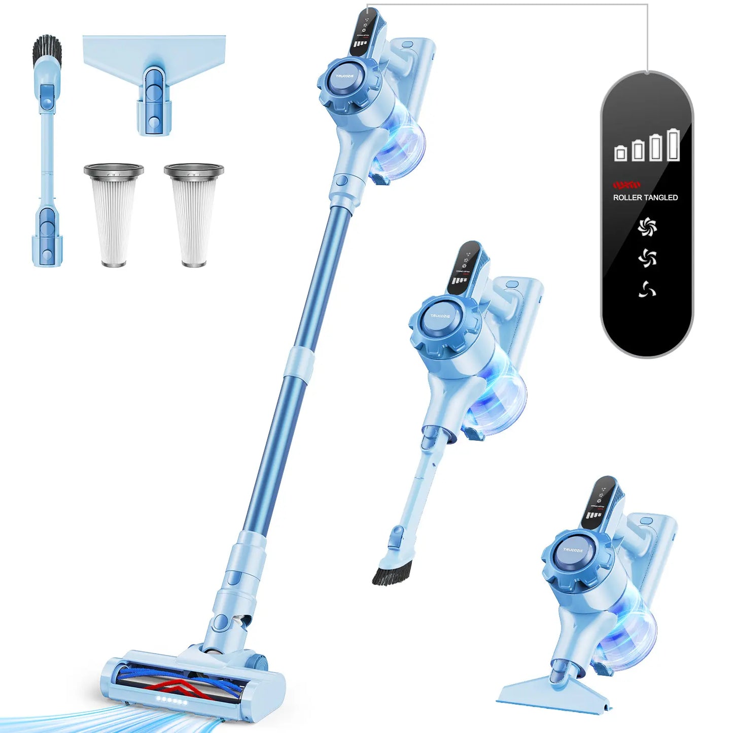 Trucozie T350 8-in-1 Cordless Vacuum, 33Kpa Suction 45Mins Runtime for Pet Hair Floors