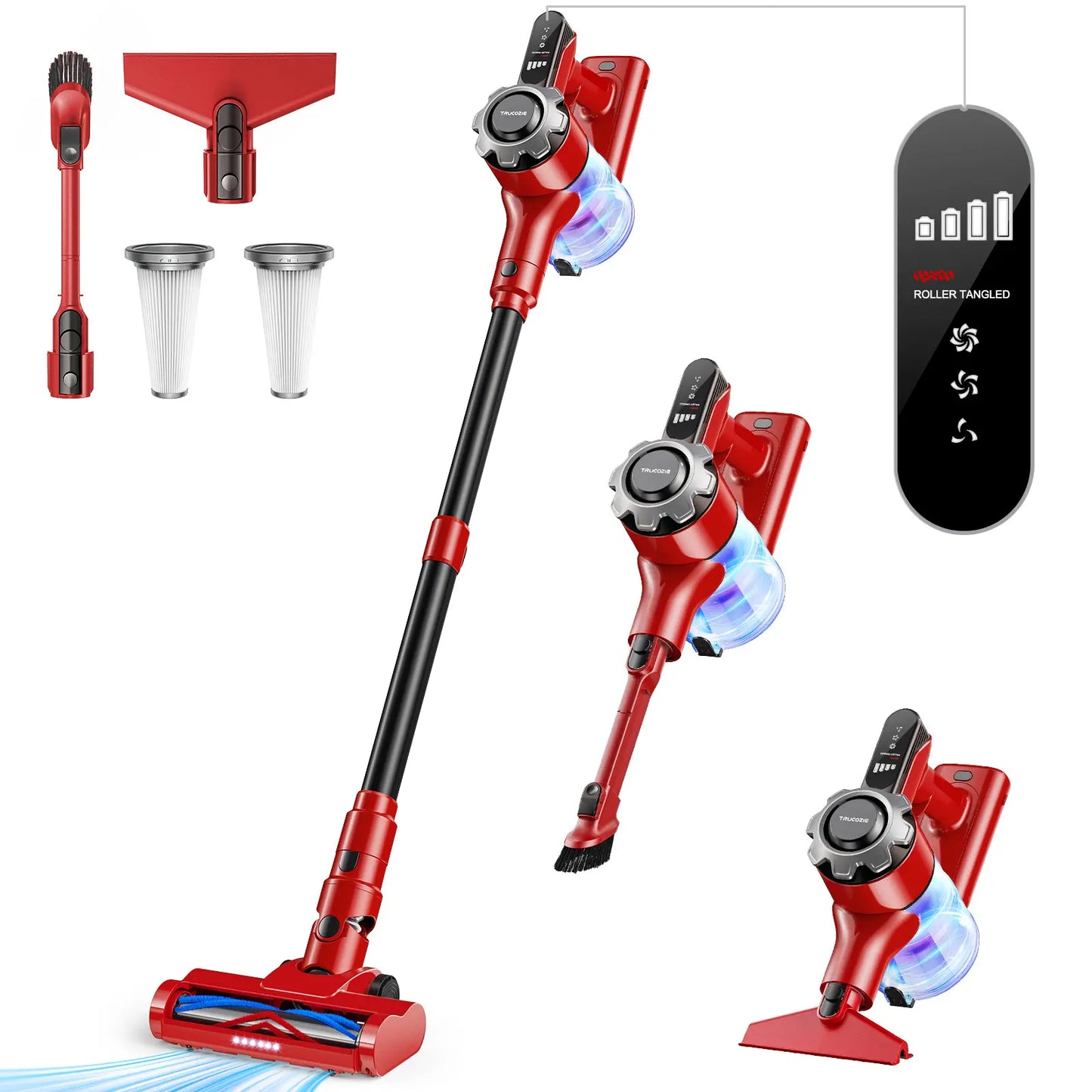 Trucozie T350 8-in-1 Cordless Vacuum, 33Kpa Suction 45Mins Runtime for Pet Hair Floors
