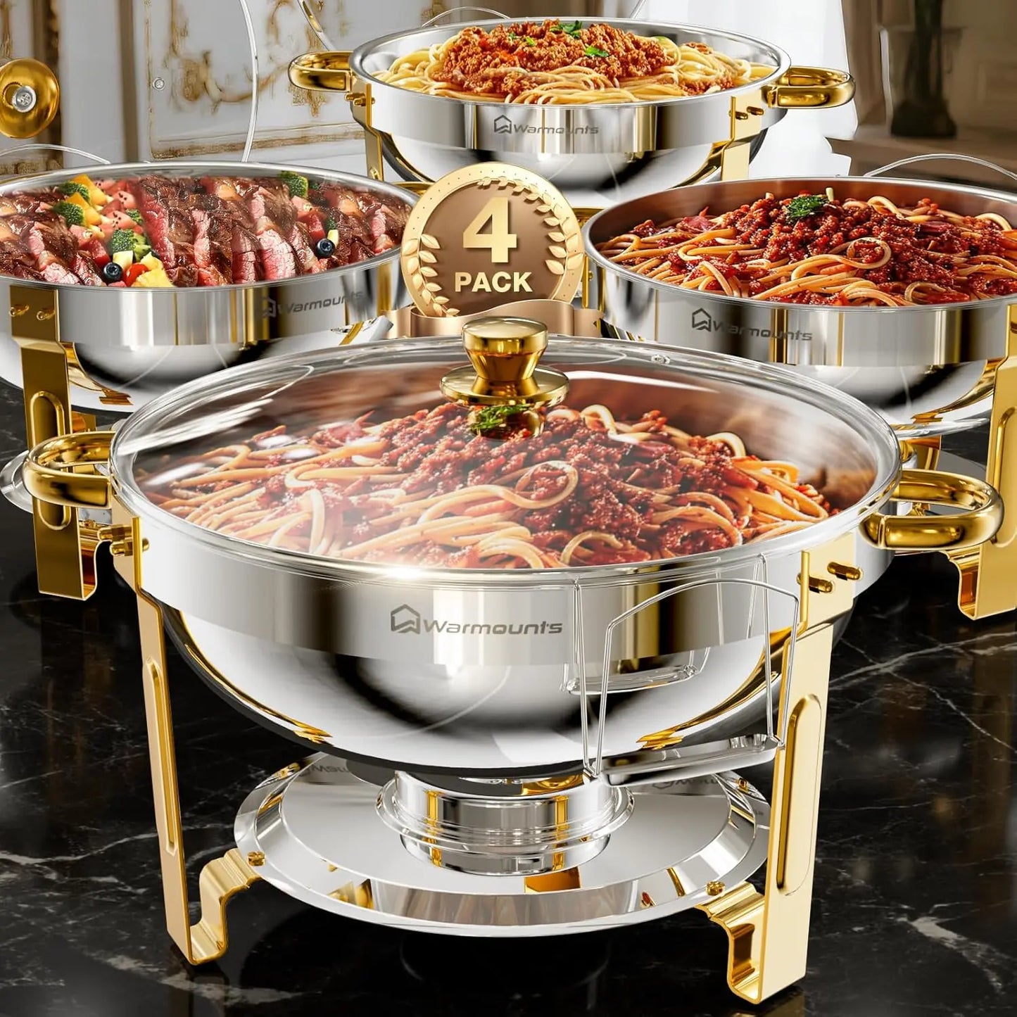 WARMOUNTS 5-Quart Buffet Warmer Set — Ideal for Parties, Catering Events, Weddings, and Banquets