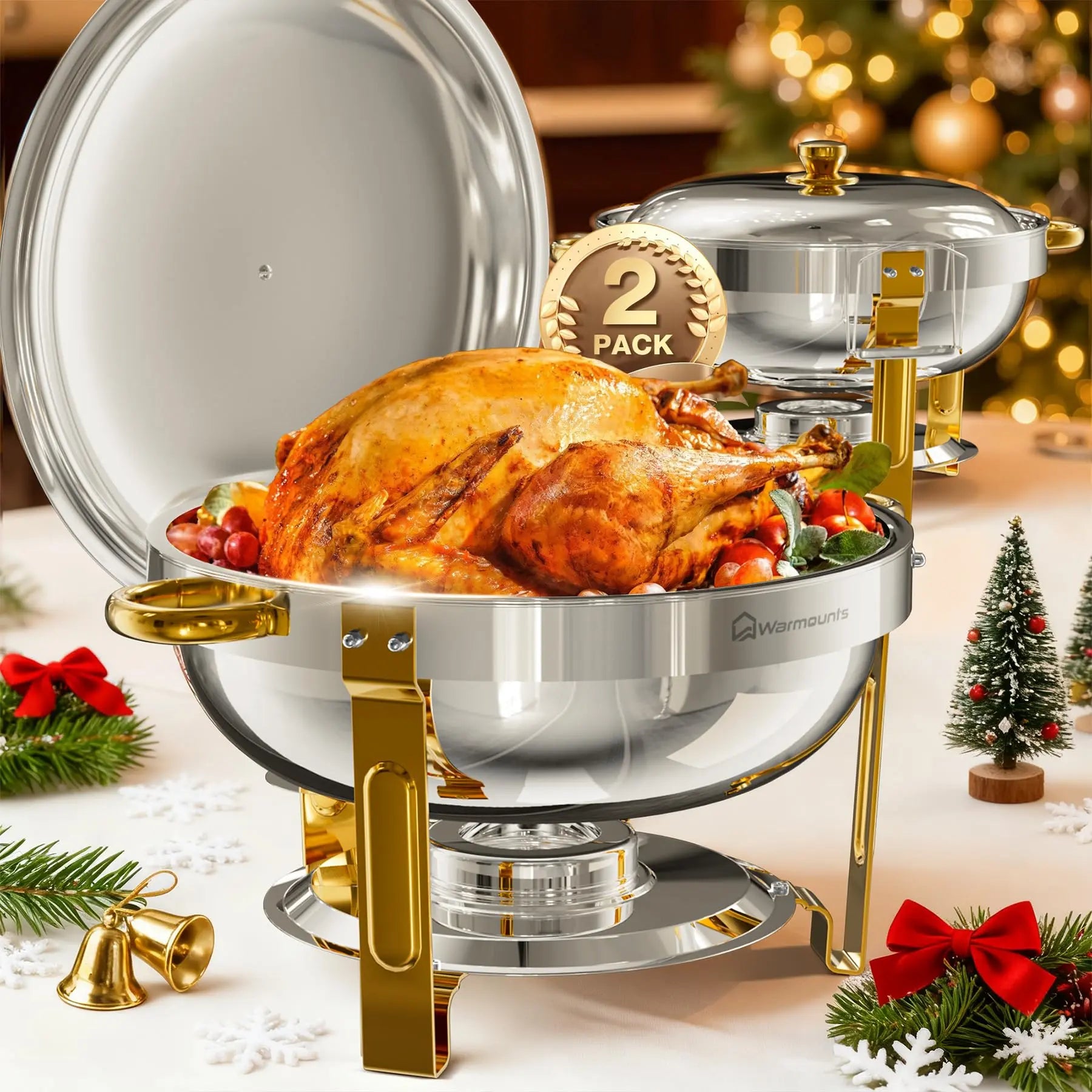 WARMOUNTS 5-Quart Buffet Warmer Set — Ideal for Parties, Catering Events, Weddings, and Banquets